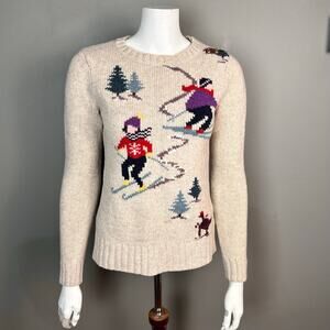 Jack Will‘s knitwear sweater women’s size 6 Raglan ski graphic lambswool vtg